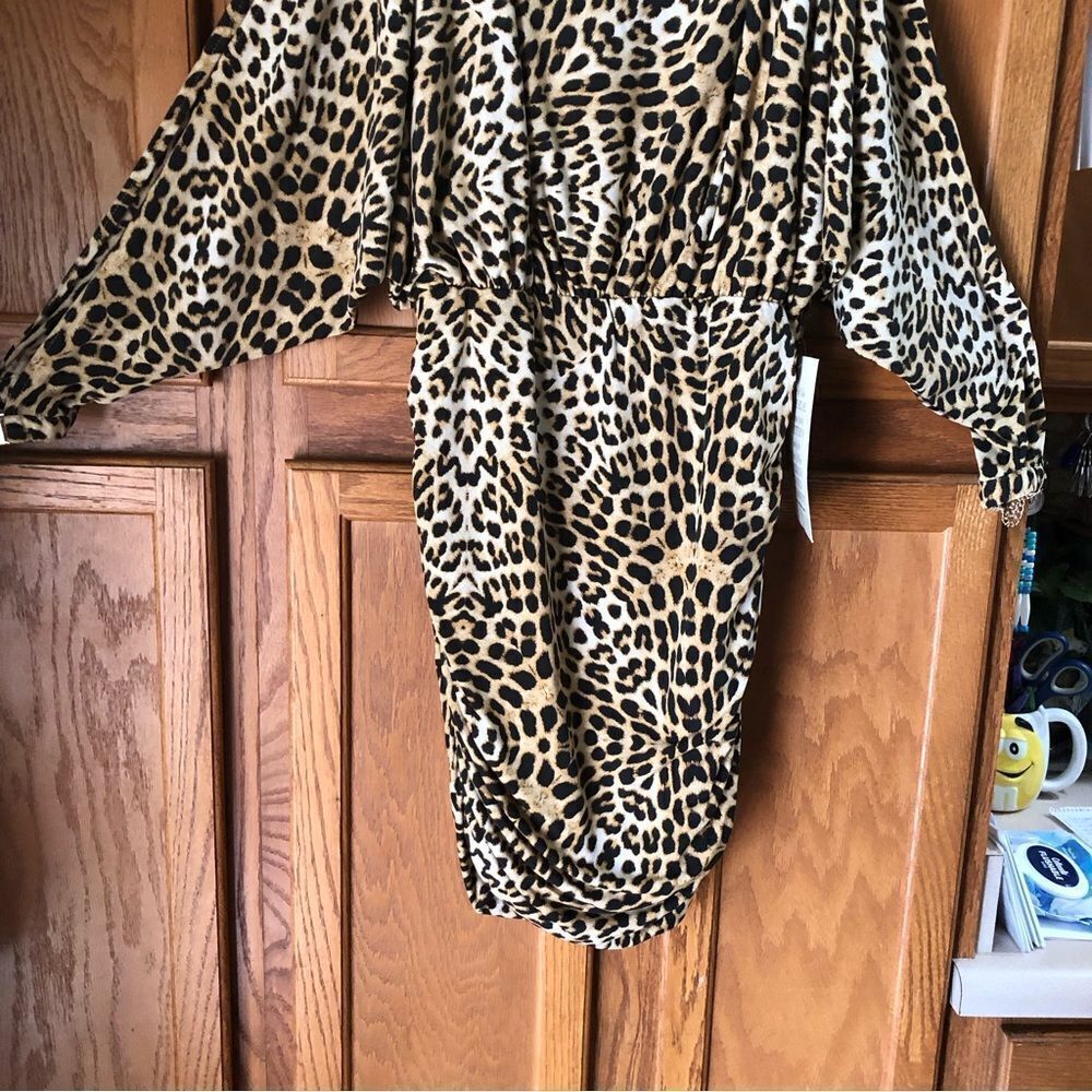 Boston Proper Leopard Print Mini Dress in Beige and Black - Picture 4 of 14
